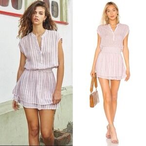 Rails Angelina Dress Striped Mini Sz XS Preppy Linen Blend Vacation Coquette